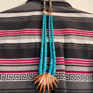Turquoise Heishi w/spiny oyster jacla Necklace